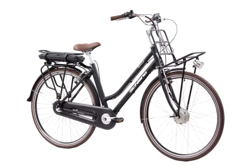F.lli Schiano E-Ville 28' E-Bike, Bicicletta Elettrica da Città con Motore 250W e Batteria al Litio 36V 10.4Ah estraibile, display LED, con cambio al mozzo Shimano Nexus 3 velocità, colore Nero