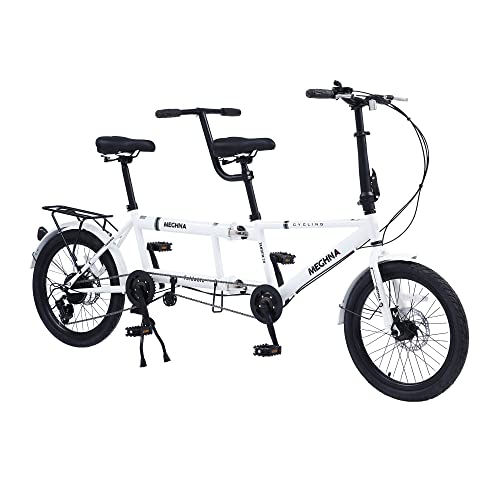 Bici tandem per ciclismo, bici da crociera tandem classica per adulti da spiaggia, bicicletta pieghevole tandem da città con ruote 20 pollici, tre posti, regolabile 7 velocità, carico massimo 200kg