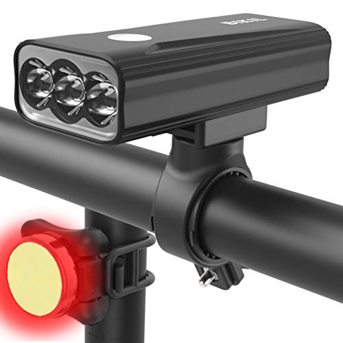 BIKIL luci bici led 6400mAh Ricaricabili USB C Luce Bici Anteriore e Posteriore potente 2400 Lumens Impermeabile IPX5 Set di luci per Bicicletta per Strada e Montagna