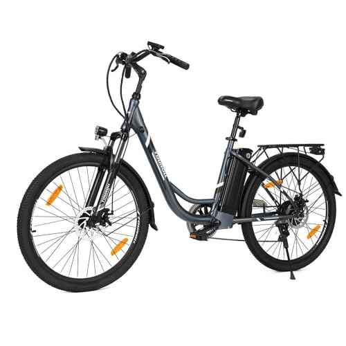 Touroll B1 Bicicletta Elettrica, 26' Bici Elettrica Adulto con 𝟑𝟔𝐕 𝟏𝟓.𝟔𝐀𝐡 Batteria al Litio Rimovibile, Autonomia di 𝟗𝟎-𝟒𝟎 𝐤𝐦, 7 Velocità, Velocità Max 25km/h