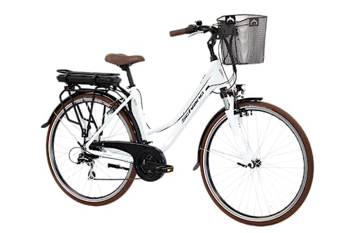 F.lli Schiano E-Ride 28 pollici bicicletta elettrica , bici da città per adulti uomo /donna , e-bike ibrida con batteria da 36V, motore da 250W e accessori - luci, cestino , ebike pedalata assistita