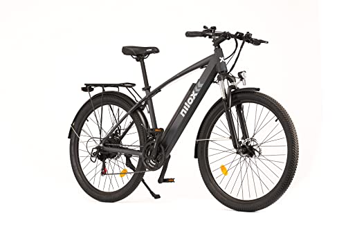 Nilox, E-Bike X7 Plus, Trekking Bike con Pedalata Assistita, 80 km di Autonomia, Fino a 25 km/h, Motore 36 V 250 W, Batteria al Litio da 36 V- 13 Ah, Copertoni Semi Tassellati 27.5' x 2.10'