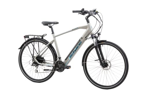 F.lli Schiano E-Wave 28' E-Bike, Bici Elettrica da Trekking con Motore 250W e Batteria al Litio 36V 11,6Ah estraibile, con Shimano 24 Velocità, colore Silver, Display LCD
