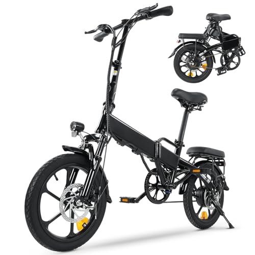 Finbike 250w Bici Elettrica Pieghevole, Bicicletta Elettrica A Pedalata Assistita, 7.8ah Batteria, Autonomia Di 70km, Facile Da Montare, 4 Ammortizzatori, 3 Modalità Di Guida, Carga 120kg