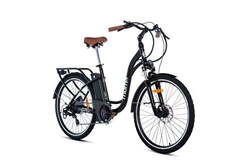 moma bikes Bicicletta Elettrica di Passeggio, Alluminio, SHIMANO 7v, Freni a disco idraulico, Batteria Litio 36V 16Ah