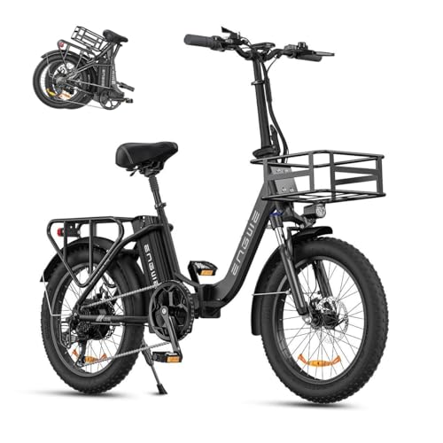 ENGWE L20 SE Bicicletta elettrica per Adulti 250W E-Bike Pieghevole 36V 15.6Ah Batteria Rimovibile 20' x 3.0 Fat Tire Bicicletta Elettrica Pieghevole E-Bike per Adulti (Nero)