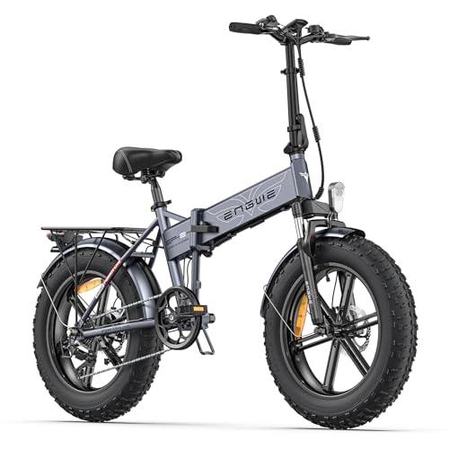 ENGWE Bici Elettrica Pieghevole,20'×4.0' Fat Tire 7 Velocità Bicicletta Elettrica da 48V 13Ah Batteria Rimovibile, Autonomia di 50-120 km E-bike da per Ogni Terreno & MTB & Spiaggia & Neve (Grigio-2)