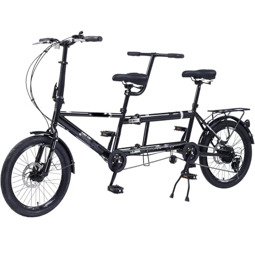 Coslike Tandem Bike - Bicicletta pieghevole in tandem da città, bicicletta da spiaggia per adulti pieghevole in tandem regolabile a 7 velocità, CE FCC CCC