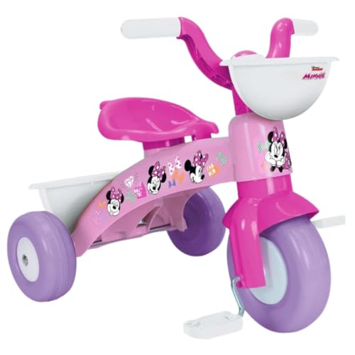 Triciclo primipassi Minnie Disney bici a tre ruote per bambini da 1 a 3 anni triciclo con pedali e cestino portagiochi