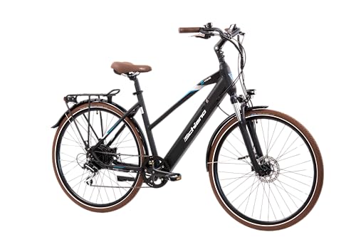 F.lli Schiano E-Voke 28' E-Bike, Bicicletta Elettrica da Trekking con Motore 250W e Batteria al Litio 36V 11,6Ah rimovibile, Shimano 8 Velocità, Colore Nero, Display LCD