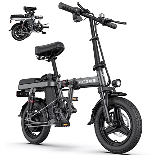 ENGWE Bicicletta Elettrica Pieghevole, 14' Pneumatici Grassi per Adulti e Adolescenti, Autonomia di 55 km Batteria al Litio 48V 10AH, Velocità Max 25km/h