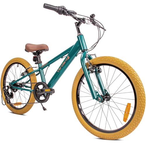 Verdant Bike Bicicletta per bambini 20 pollici ruota dimensioni da 6 a 10 anni altezza regolabile 6 velocità Shimano (Verde)