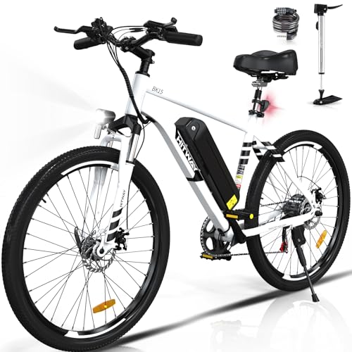 HITWAY Bicicletta Elettrica, Adulti Mountain Bike Elettrico, Bicicletta elettrica da 26' 2,1/3,0/4,0, E-bike da pendolarismo con batteria rimovibile da 36V/12AH,48V15AH, 7 Velocità, 35-90km