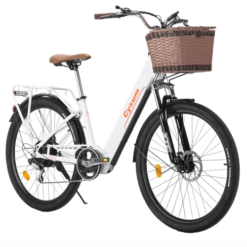 Antgooat Bicicletta elettrica Cityrun Ebike Bicicletta elettrica a pedalata assistita 26' Bicicletta da donna 36V*10Ah Bicicletta unisex (Bianco)