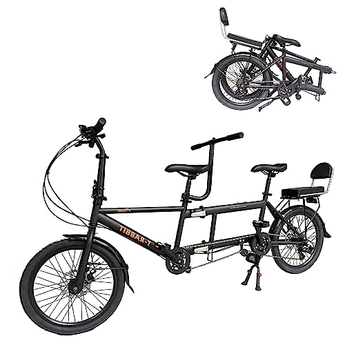 Biciclette Tandem Pieghevoli Bici da Cruiser da Spiaggia per Adulti, Bici Tandem con Ruote da 20 Pollici, Biciclette Tandem Regolabili a 7 velocità Cruiser Bike